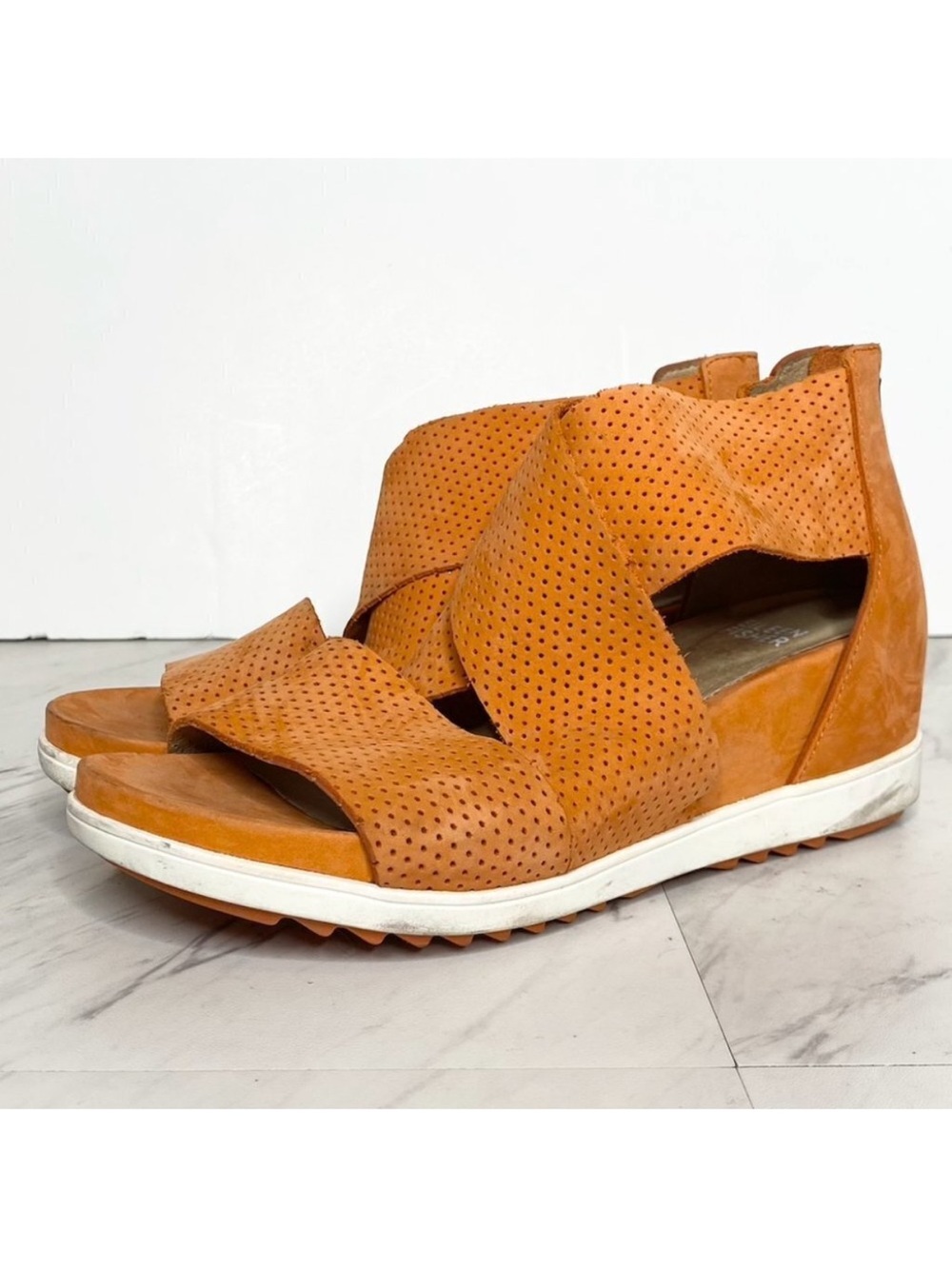 Eileen Fisher Orange Wedge Sandal 6